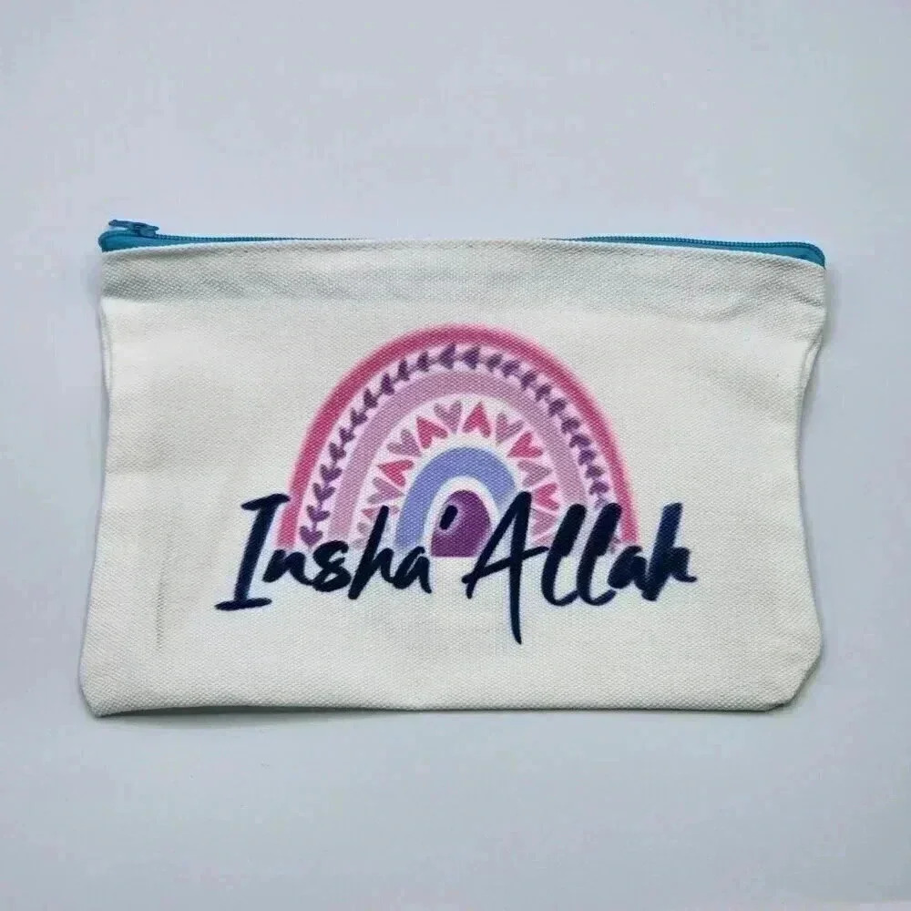 Inshallah Zipper Pencil Bag Makeup Bag Pouch Bag Handmade NWT